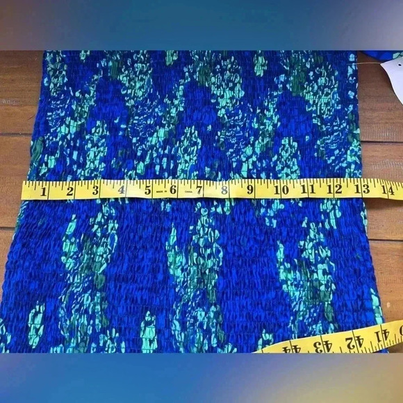 Never Fully Dressed Blue Scarlet Midi Dress Dropped Waist Smocked - Picture 16 of 17